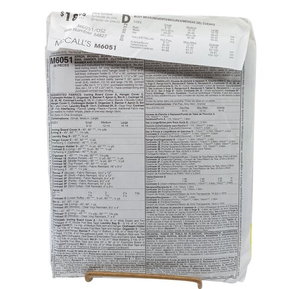 McCalls M6051 UNCUT M6051, 2010 Home Decorating Apron Ironing Cover Oraganizer B - Picture 2 of 2
